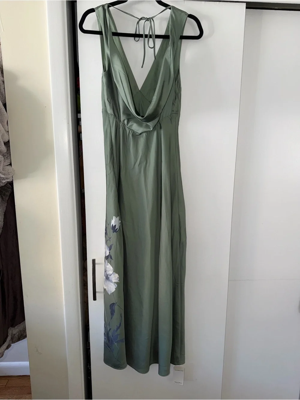 Abercrombie & Fitch Sage Green Floral Satin Maxi Dress NWT Medium